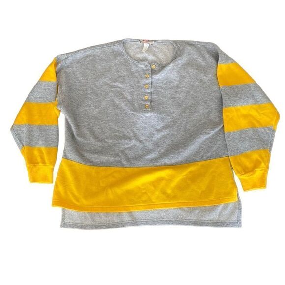 Vintage Activewear Sweatshirt Top Henley Large - Picture 1 of 7